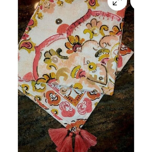 Opalhouse 57" Square Boho Floral Tablecloth With Tassels - Picture 2 of 5